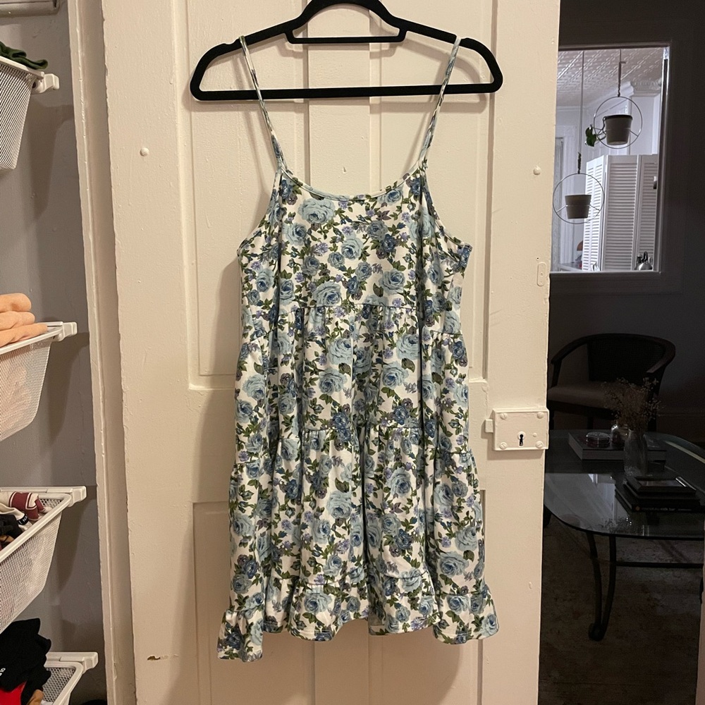 Blue floral mini dress